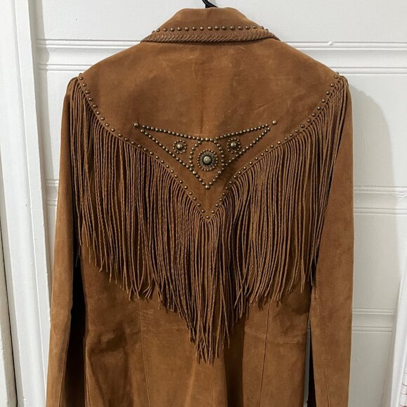 Cripple Creek Roan Leather Fringe Jacket with Studded Pockets & Lapel, NWT - Picture 6 of 10